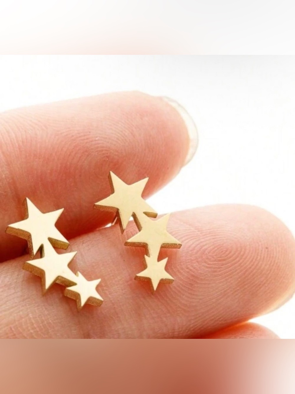 Gold plated stainless steel Star Bar Earrings